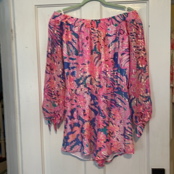 Lilly PulitzerSparkly  Myri Swirling Seadream Romper sz medium NWT Brand New - Picture 6 of 9